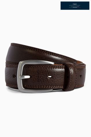 Brown Signature Italian Leather Premium Stitch Belt